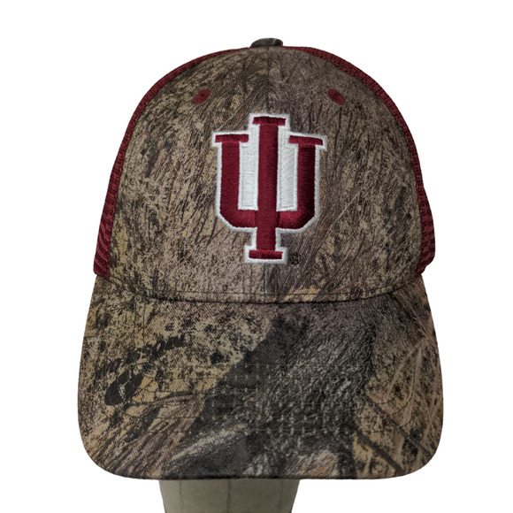 Indiana University IU Hoosiers Snapback Mesh Back Hat Camo Red OSFA Embroidered - Picture 1 of 12